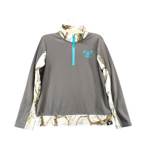 True Timber Women's 1/4 Zip Pullover Multicolor Medium Camo Trim Mock Neck